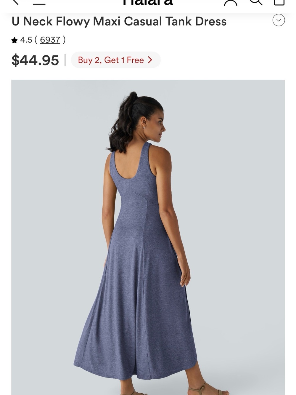 HALARA Navy Maxi Scoop-Neck Tank Dress (like new, never worn) - Picture 2 of 5